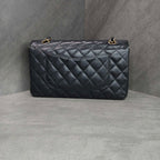 Chanel/Chanel Medium Black Gold Framboise Pebbled Leather 18K No Card Included