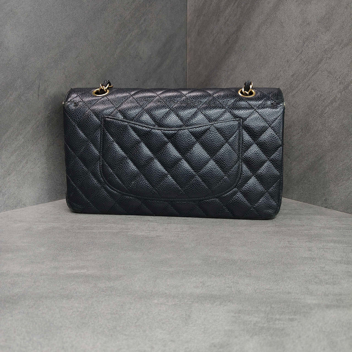 Chanel/Chanel Medium Black Gold Framboise Pebbled Leather 18K No Card Included