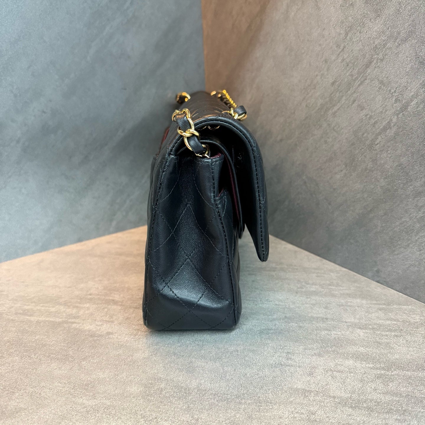 Chanel Classic Flap Medium, Black and Gold Lambskin, Structured Shape, 27 Series with Authenticity Card, Original Condition