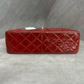 Chanel CF Jumbo Wine Red Silver Hardware Patent Leather Chain Bag 15cm, Structured Shape, Clean Interior