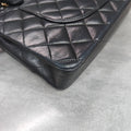 Chanel CF Medium Black Gold Lambskin Chain Bag 12 Opening No Card Structured Shape Clean Interior