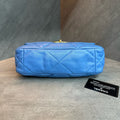 Chanel 19bag, small, blue, gold buckle, diamond-patterned sheepskin chain bag, 29 opening, card bag type, three-dimensional, clean inside
