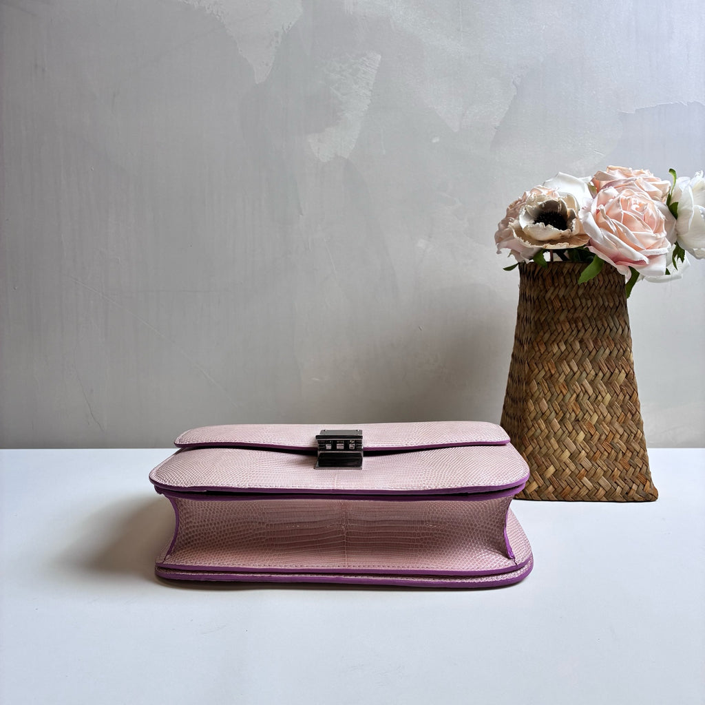 Celine Pink Lizard Skin Box Himalayan Bag Tofu Bag Original Price 80,000 Yuan Shoulder Bag 99% New Size: 2