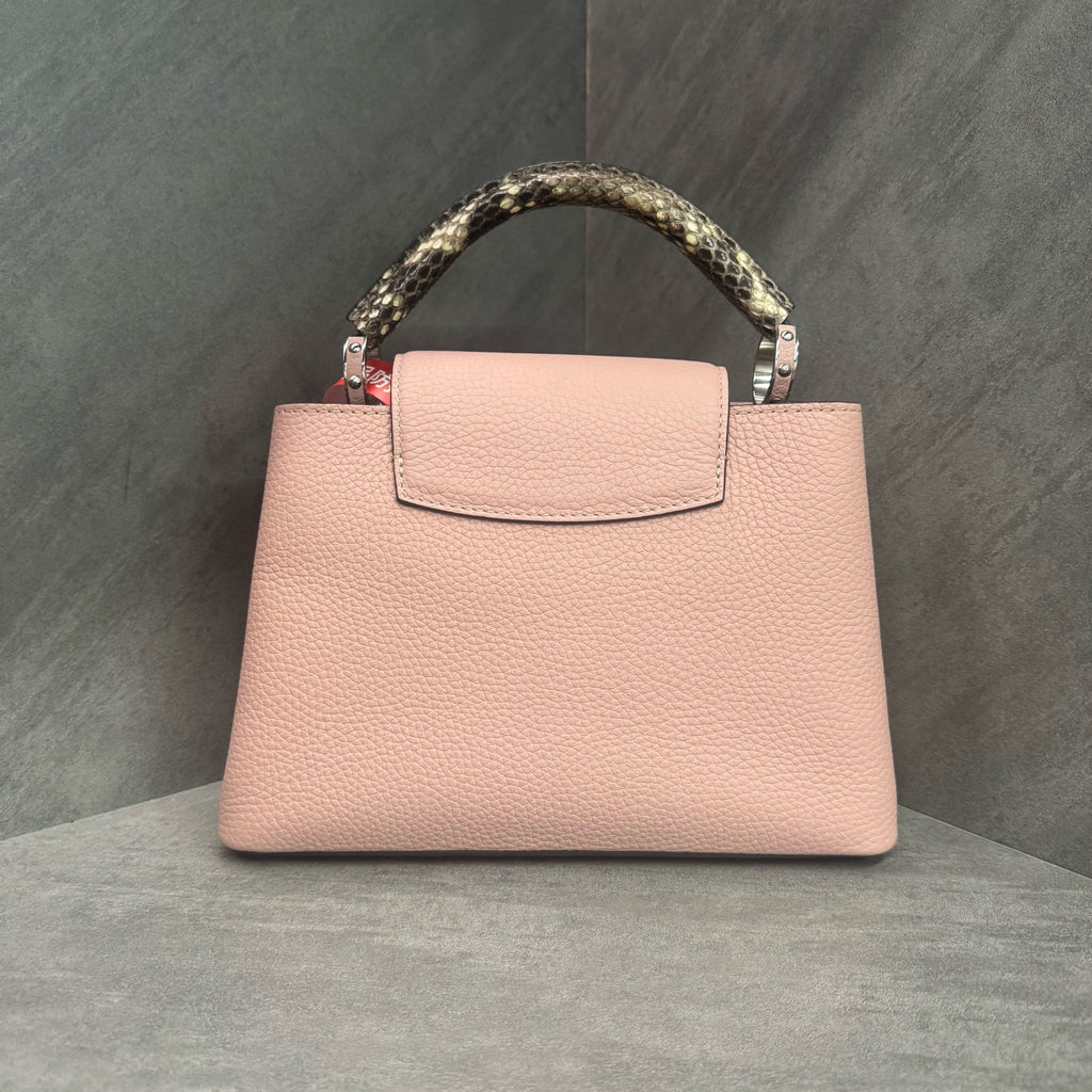 LV Louis Vuitton Capucines BB Pink Cowhide with Snake Handle, 18 Serial Code, Original Condition