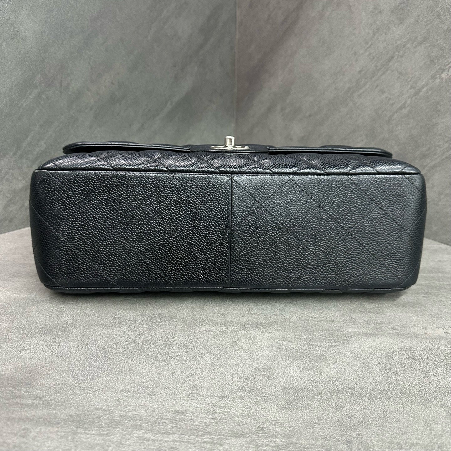 Chanel CF Jumbo Large Black and Silver Litchi Cowhide 14 Series Original Condition