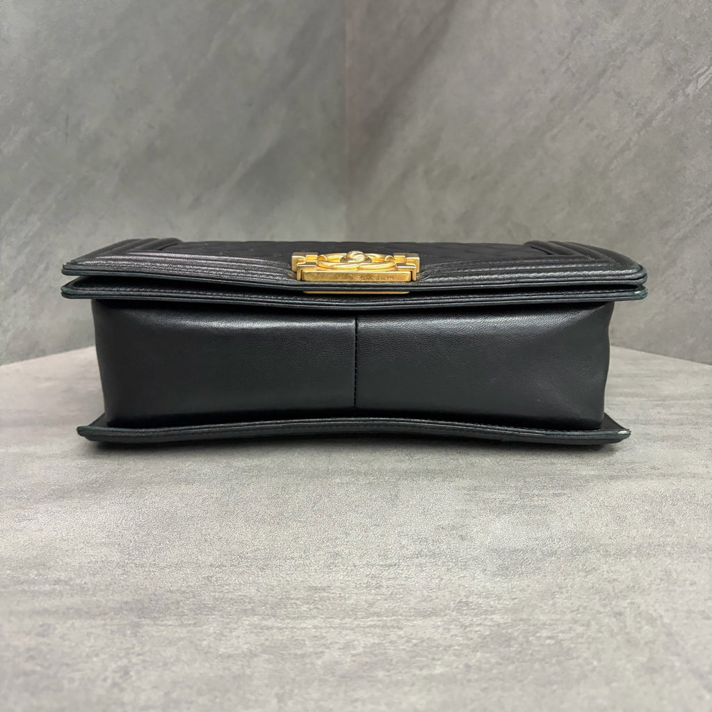 Chanel Leboy Medium, Black and Gold Lambskin, 21 Series, Structured Shape, Clean Interior, In Stock