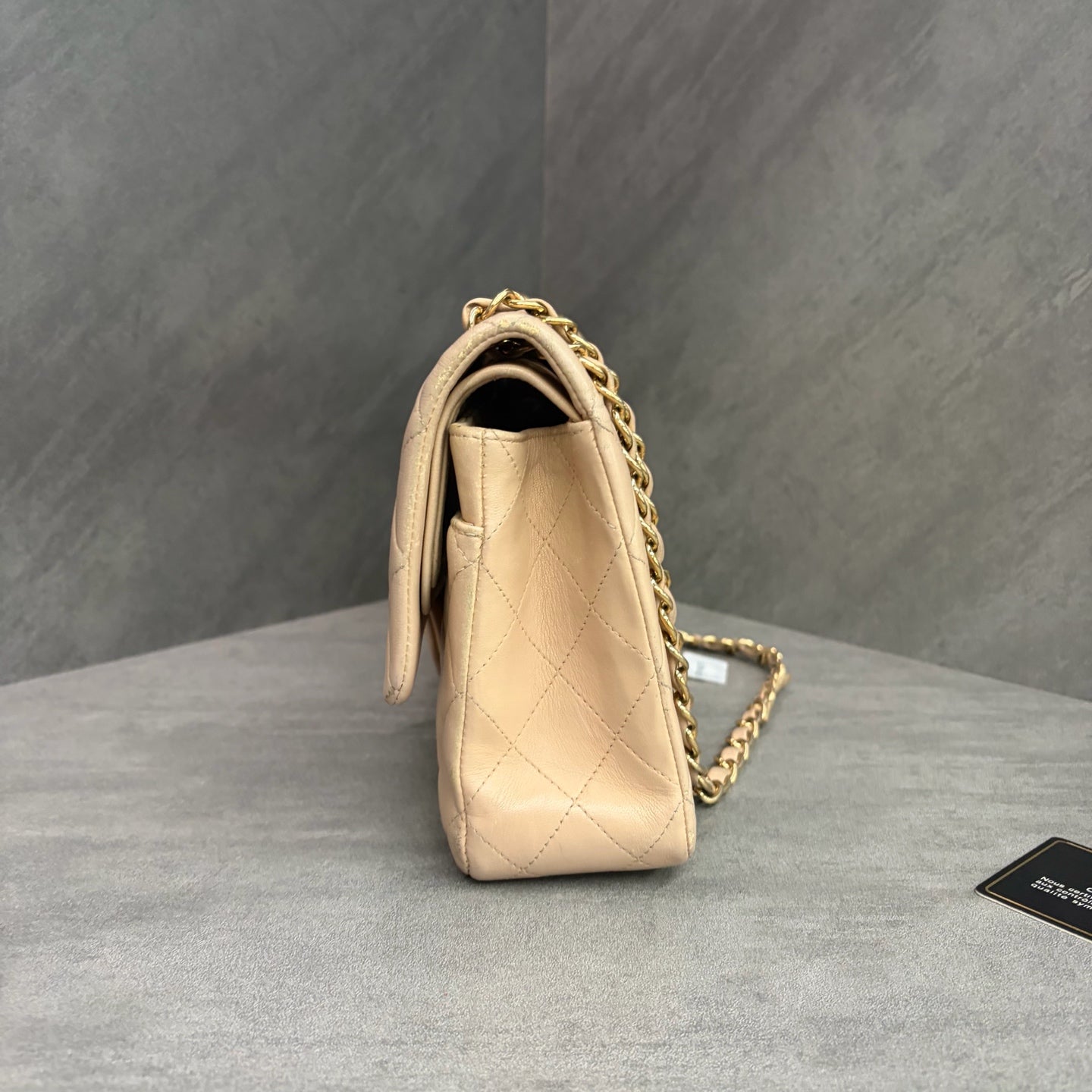 Chanel CF Medium Beige Lambskin, 15-series with authenticity card, structured shape, in stock at favorable price