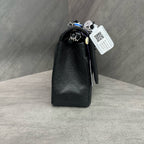 Chanel CF Jumbo Black and Silver Caviar Chain Bag, Chip Version, Structured Shape, Clean Interior.