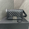 Chanel leboy small black silver lychee cowhide chain bag, 26 pieces with strap card