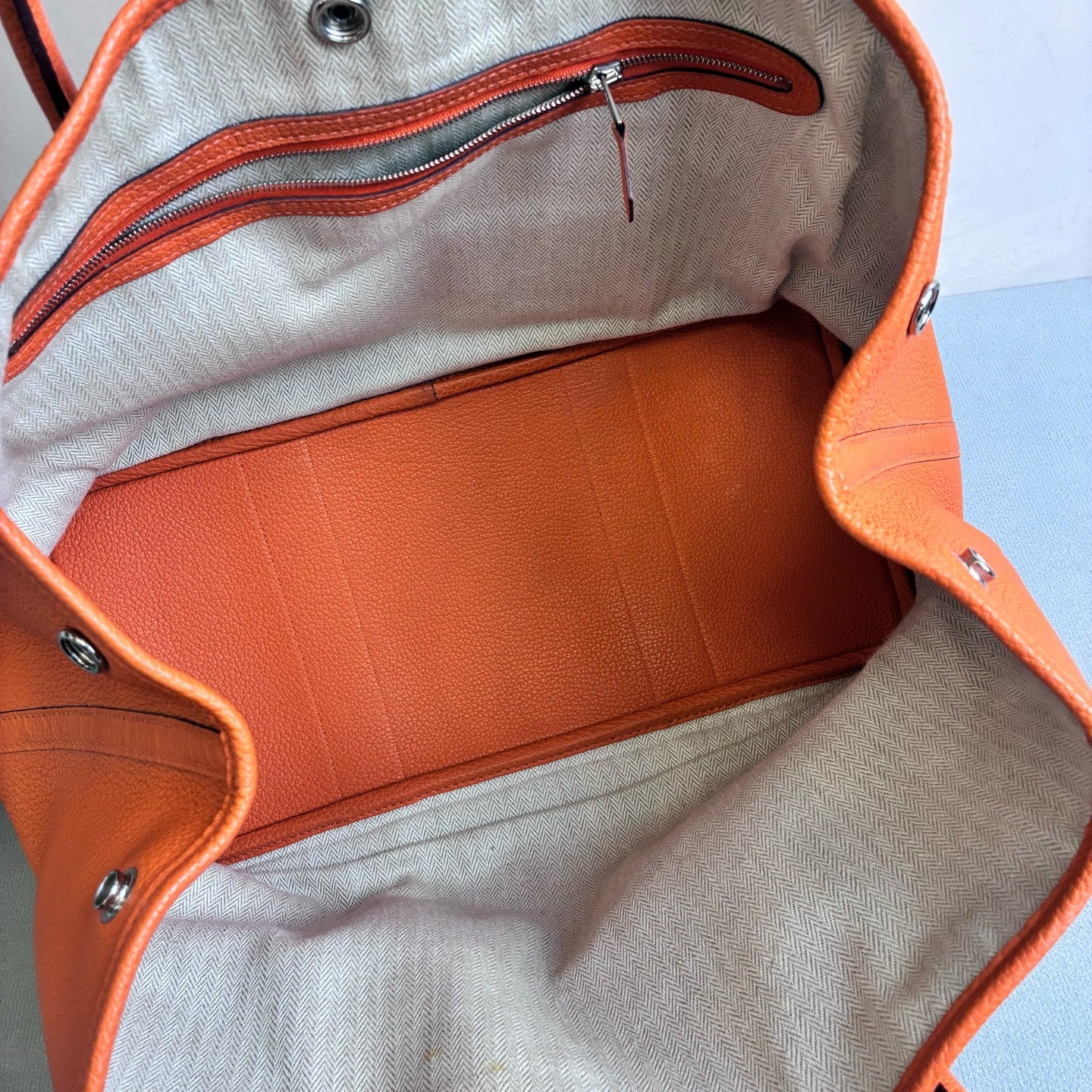 Hermès 99% New Garden Party 36 Orange with Silver Hardware