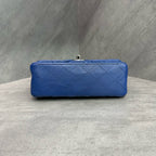 Chanel CF Mini Blue and Silver Lambskin Chain Bag 23 Opening, Structured Shape, Clean Interior.