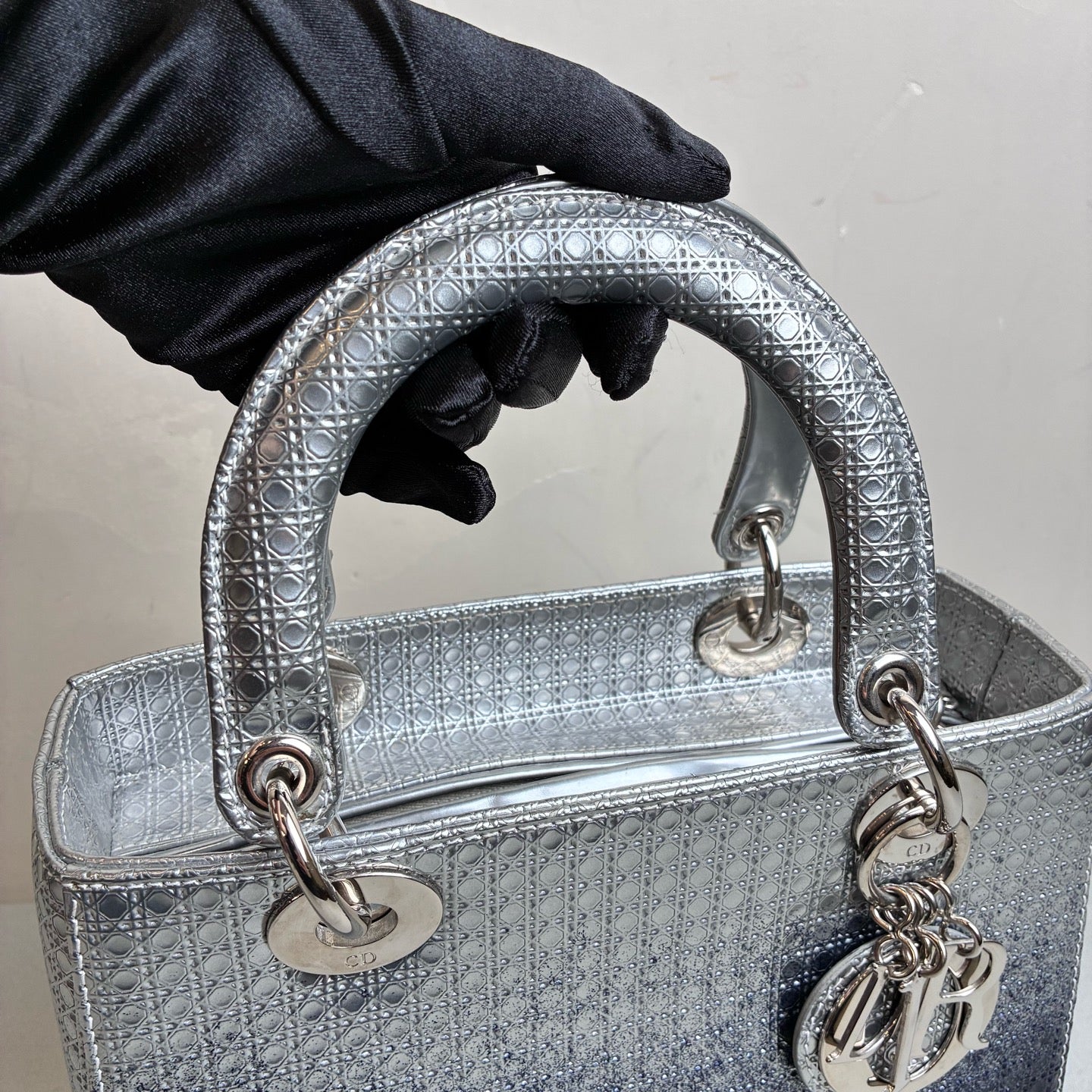 Dior Gradient Blue with Silver Buckle Lady Dior Handbag Crossbody Bag 99% New Size 24*20