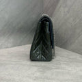 Chanel 2.55 Navy Blue Gold Hardware Patent Leather Chain Bag Size 13 Structured Design Clean Interior