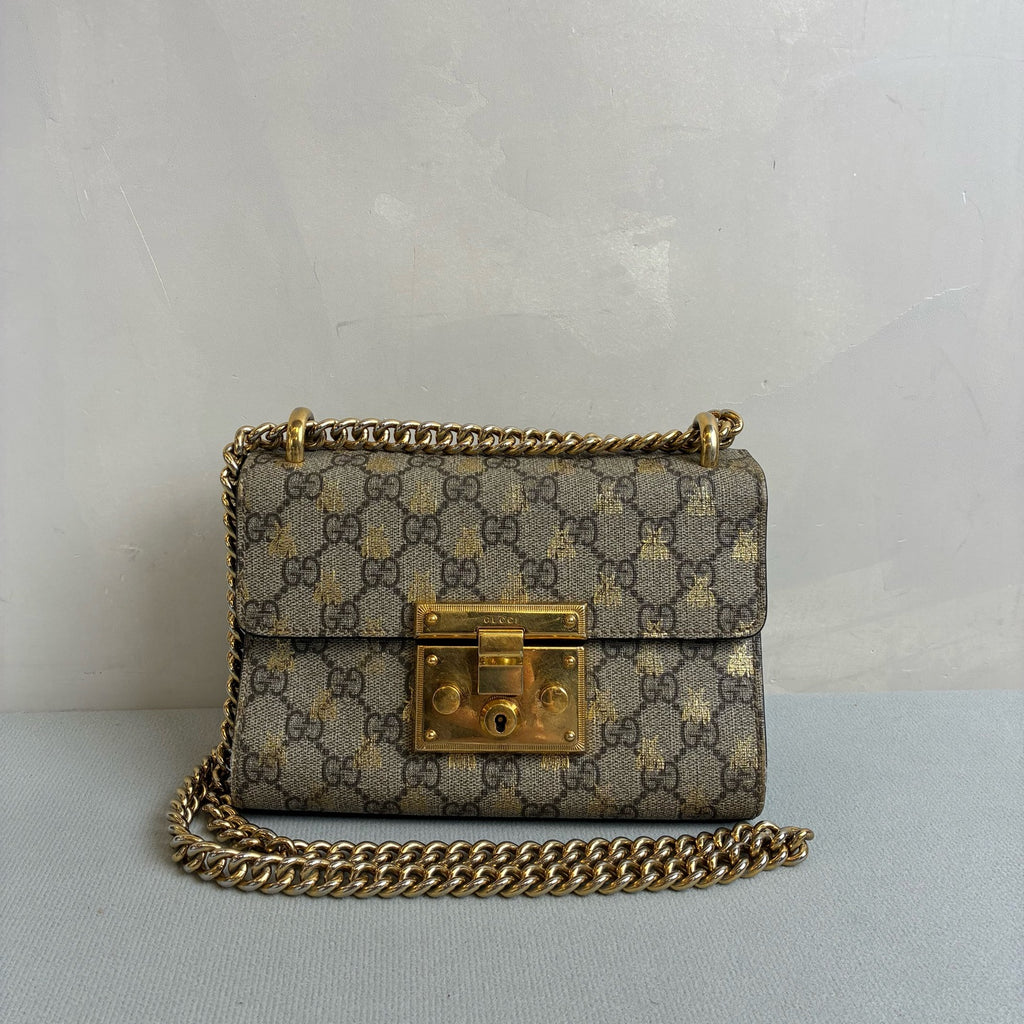 Gucci Limited Edition Bee Gold Foil Padlock Small Sun Moon Box Shoulder Crossbody Bag Size 20*12*8
