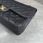 Chanel Medium Black and Gold Litchi Leather Chain Bag CF 17 Series with Card Original Condition