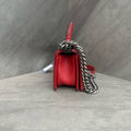 Chanel Red Small leboy Handbag, Court Style, 23rd Series, with Card and Receipt, Structured and Full Shape, No Wear on Corners