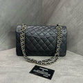 Chanel CF Medium Black Gold Lambskin Chain Bag 17 Open with Card