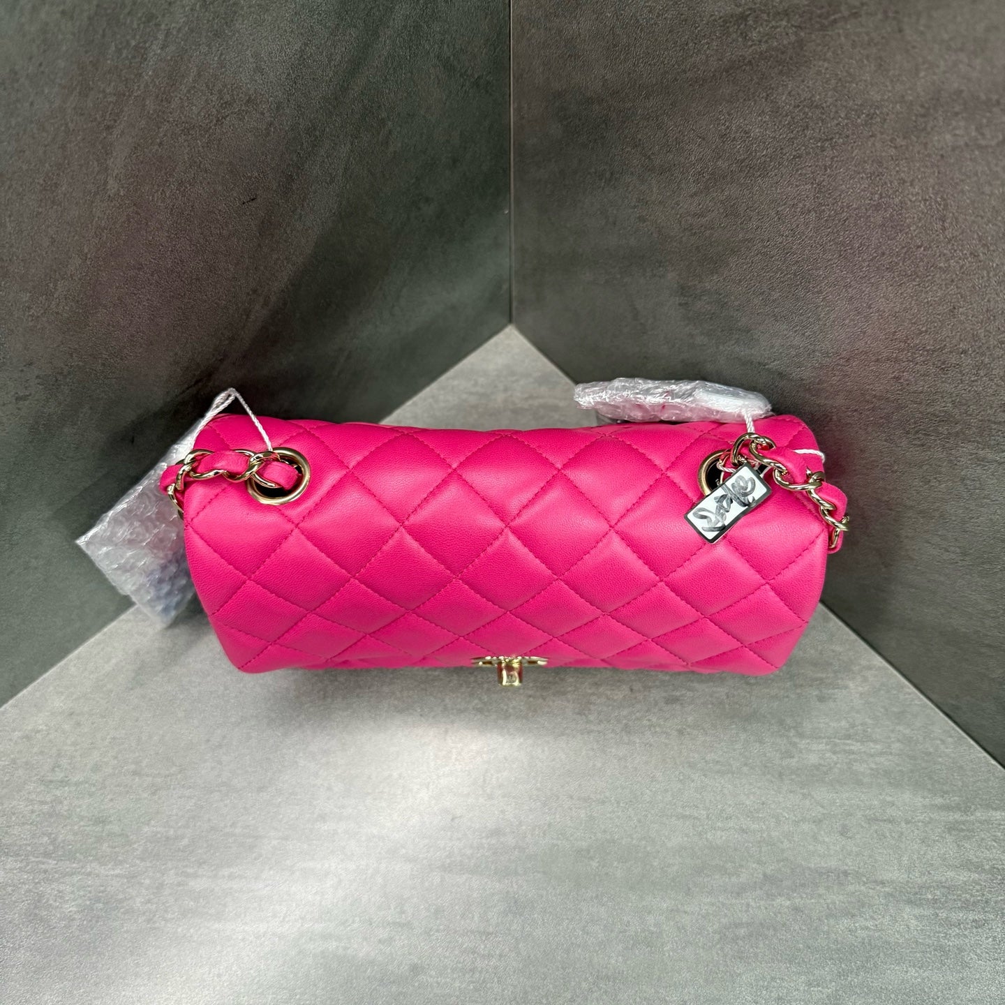 Chanel pink gold buckle CF large mini 21 with card