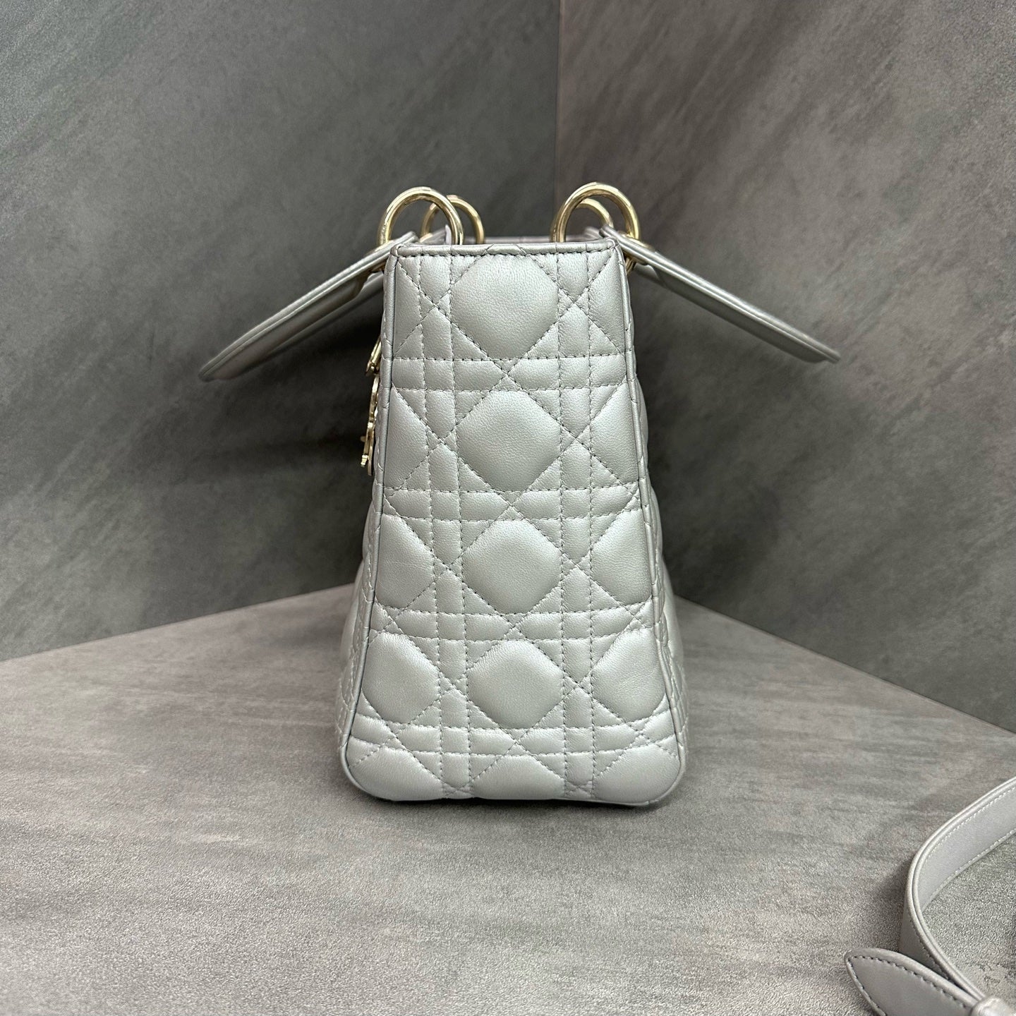 Dior Lady Dior Bag in Gray with Silver Hardware, 2019 Code