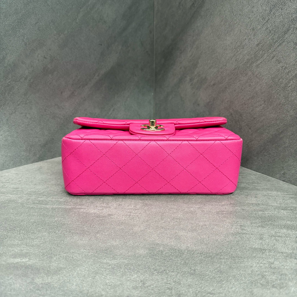 Chanel pink gold buckle CF large mini 21 with card