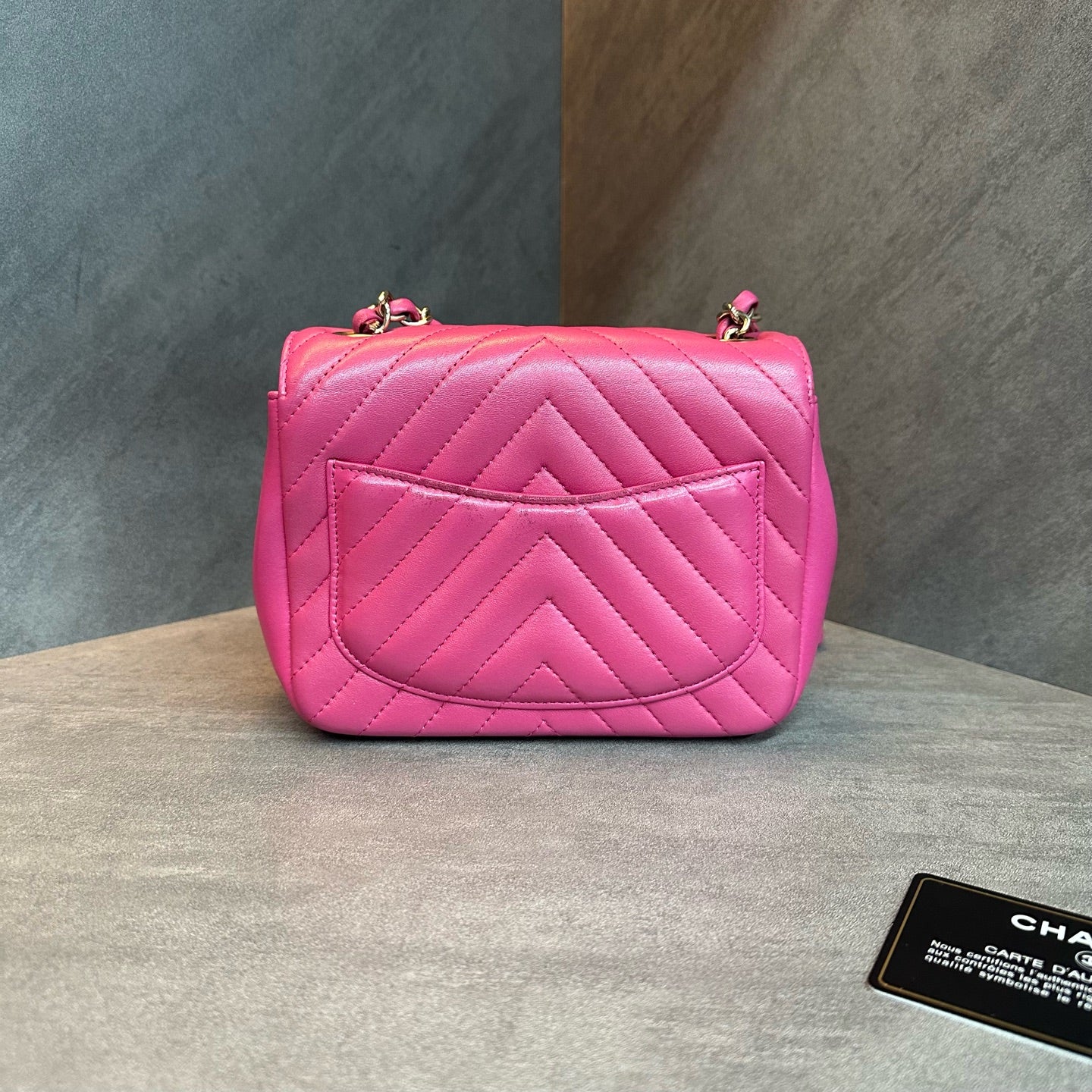 Chanel CF V-stitch Square Flap, fuchsia, 24-series with authenticity card