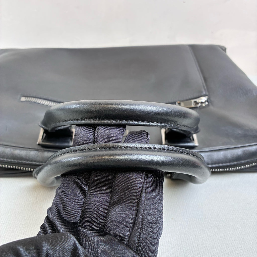 Dior Homme Black Full Leather Briefcase 98% New Size 39×30