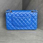 Chanel Medium Blue Gold Lambskin Chain Bag 21 Opening with Card
