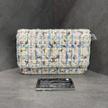 Chanel Limited Edition Powder Blue Tweed Woc Bag Fortune Chain Bag, with a structured silhouette, clean interior, 27 serial number with authenticity card, in original condition