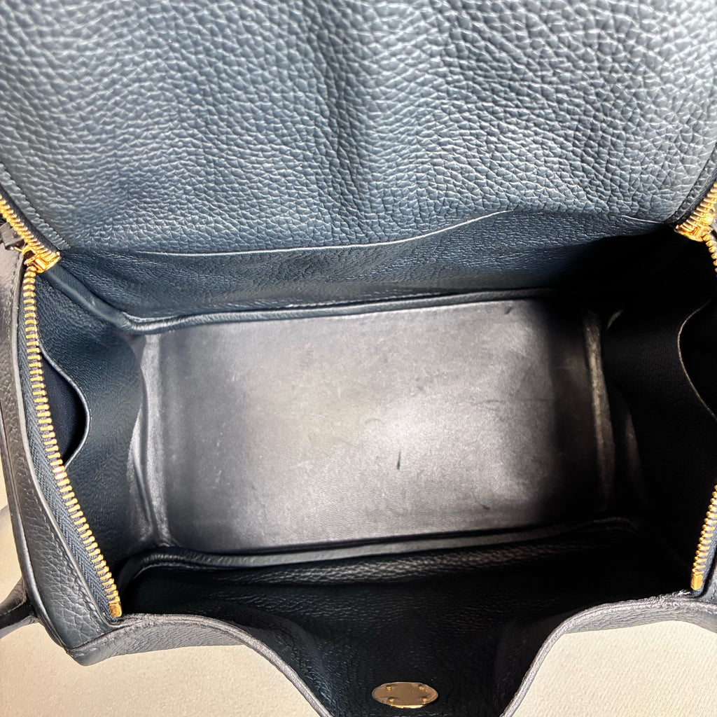 Hermès 99% New Frame P刻 Lindy30 Midnight Blue with Gold Hardware, Accessories, Dust Bag, Original Excellent Condition