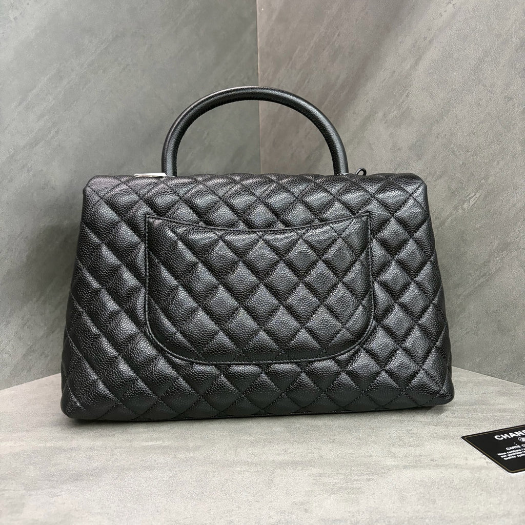 Chanel black lychee cowhide black Lizard hand-held coco handle 32 base 30K with card bag, good inner clean, in stock