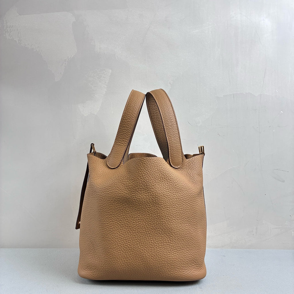 Hermès 99% new Z刻 Basket 22 in Biscuit color with gold hardware, size 22*21.