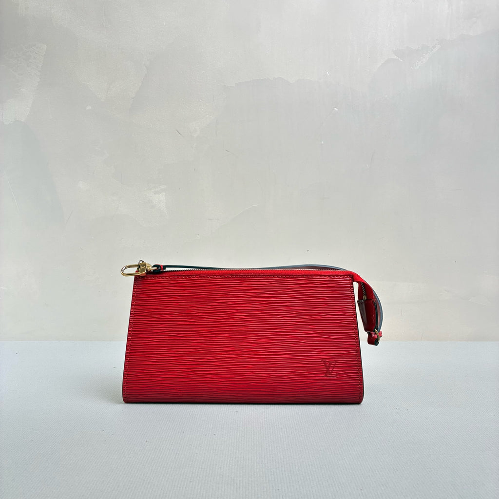 LV/Louis Vuitton Red Wave Pattern Mahjong Toiletry Bag 99% New Size: 21.5*12