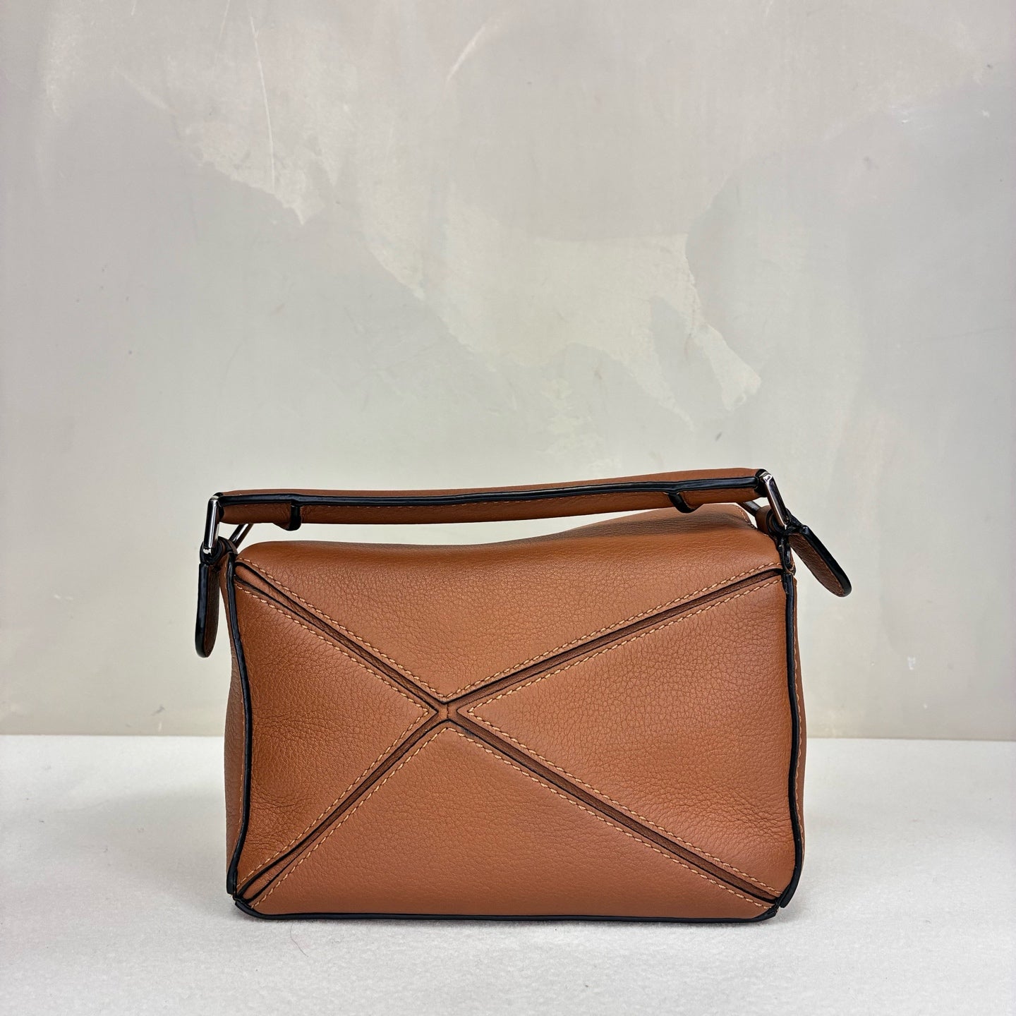 LOEWE 99% New Puzzle Mini Women's Bag Brown Leather with Removable and Adjustable Shoulder Strap