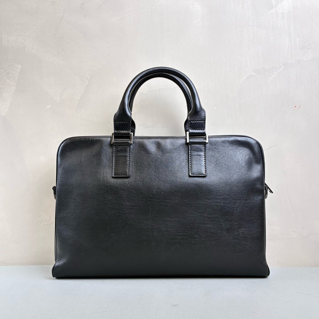 Dior Homme Black Full Leather Briefcase 98% New Size 39×30
