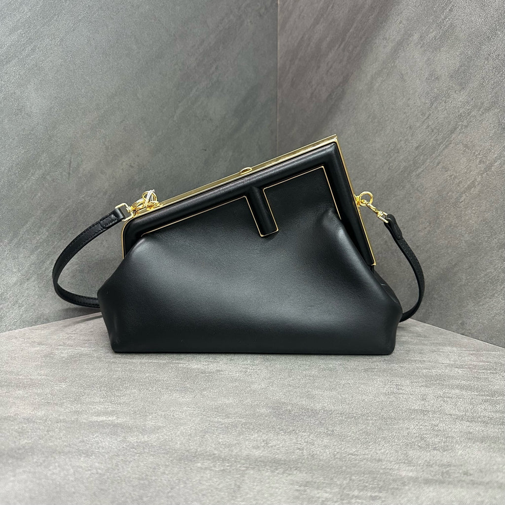 Fendi First handbag Dinner bag is made of soft black Napa leather