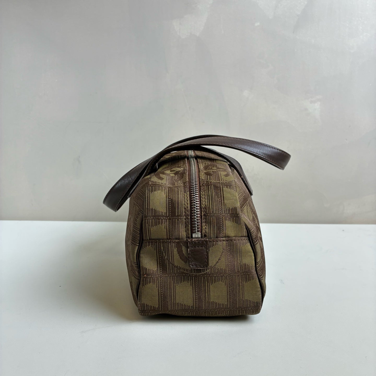 Chanel Green Ice Cube Baguette Handbag 7 Opening 99% New Size 35x12x10 Canvas Material