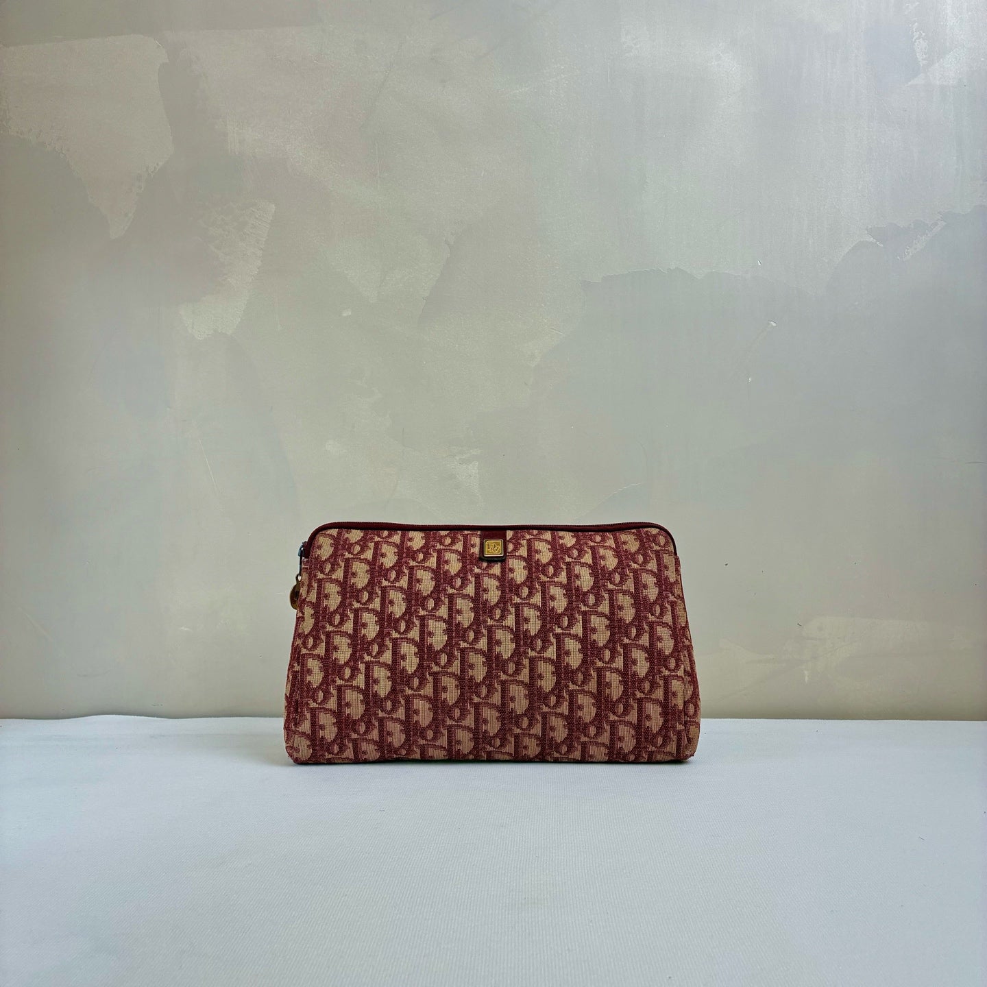 Dior Classic Monogram Clutch Bag Red Canvas Material 98% New Size 25.5*15