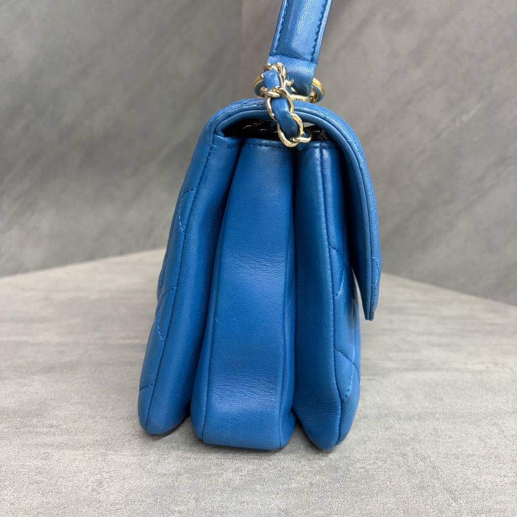 Chanel Blue Gold Buckle Trendy CC Small Size 27 with Card