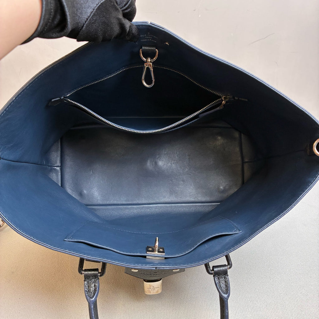 LV/Louis Vuitton Pernelle Tote Bag, Dark Blue Leather, 99% New, Size 31×16 cm