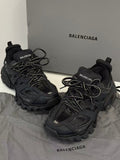Size 36 Balenciaga Track Black Samurai Low-Top Distressed Dad Sneakers, Women's Style, Black / 99% New / No Original Box