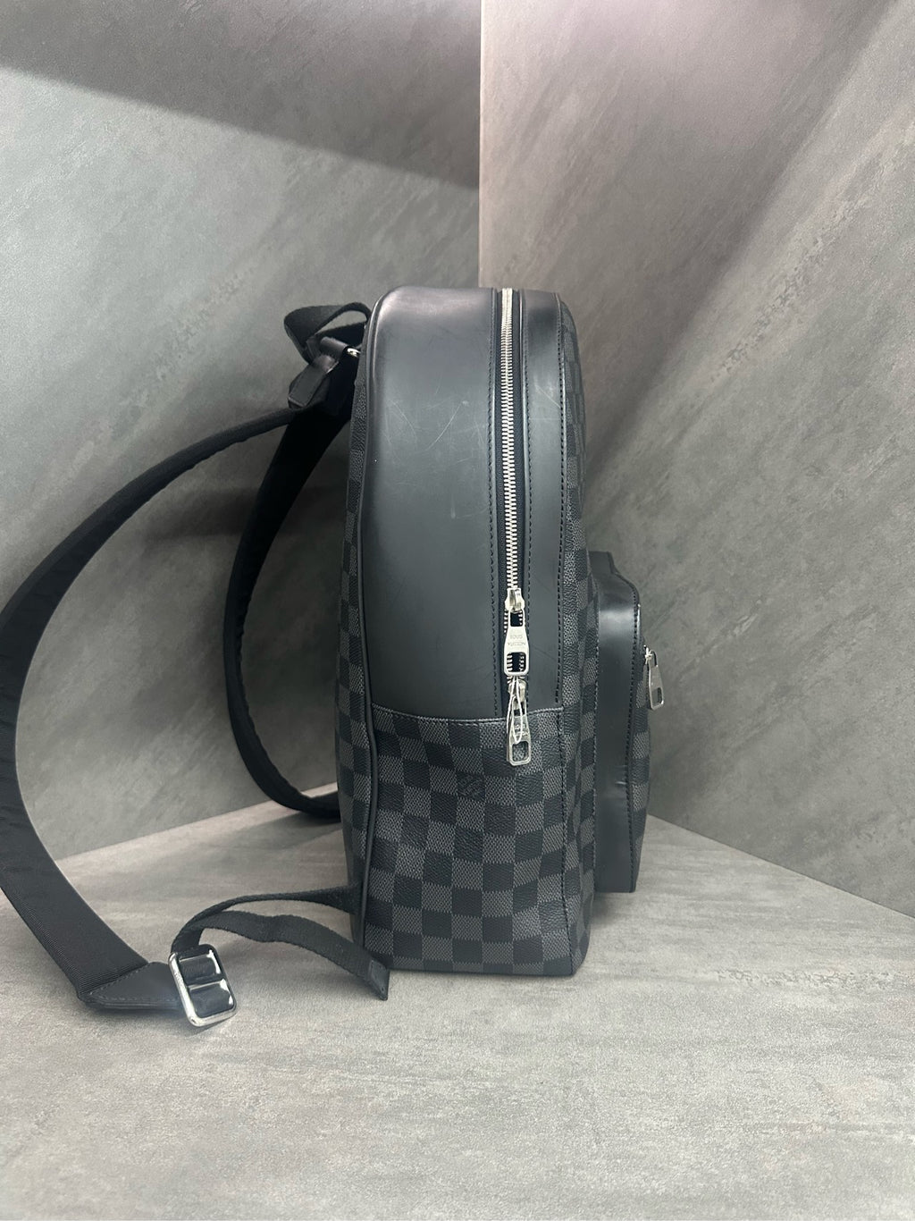 LV Louis Vuitton Josh Black Grey Damier Ebene Canvas Men's Backpack 2017 with Chip Code