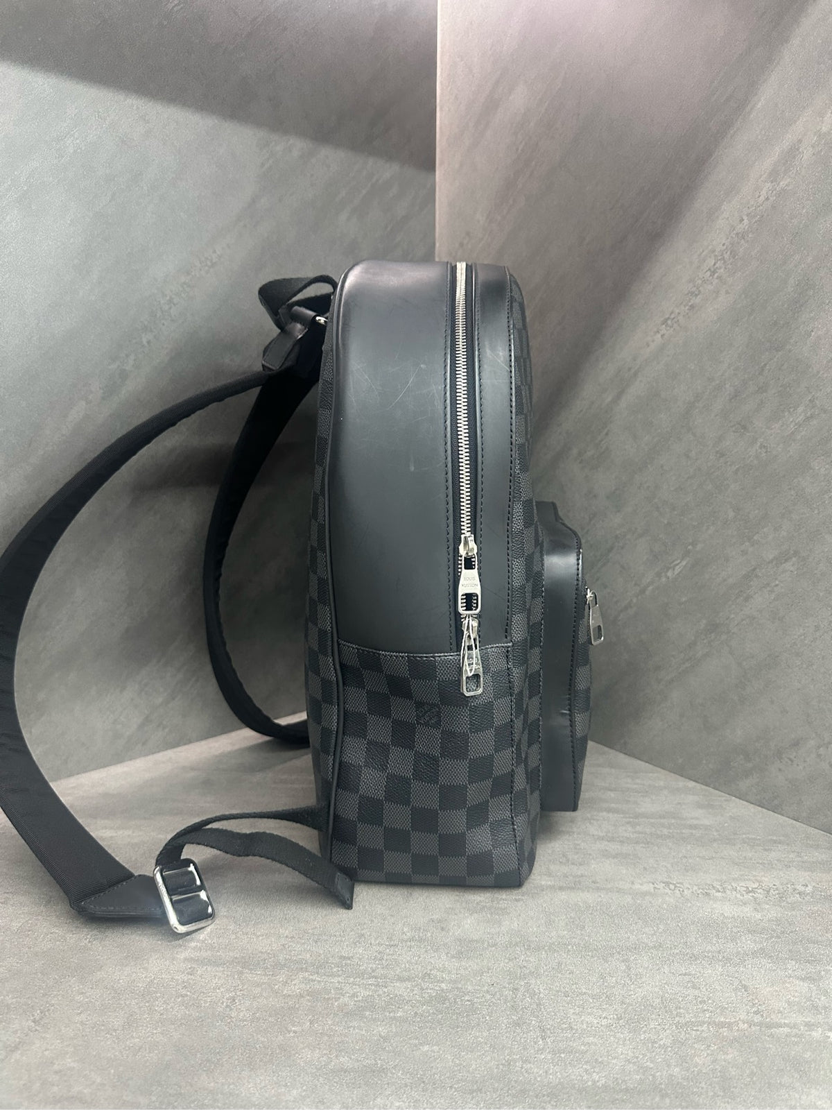 LV Louis Vuitton Josh Black Grey Damier Ebene Canvas Men's Backpack 2017 with Chip Code