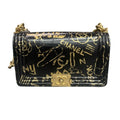 Chanel Limited Edition Egypt Series Le Boy Medium Black and Gold Crocodile Embossed Graffiti with Gold Foil 28 Open, No Wear on Corners.