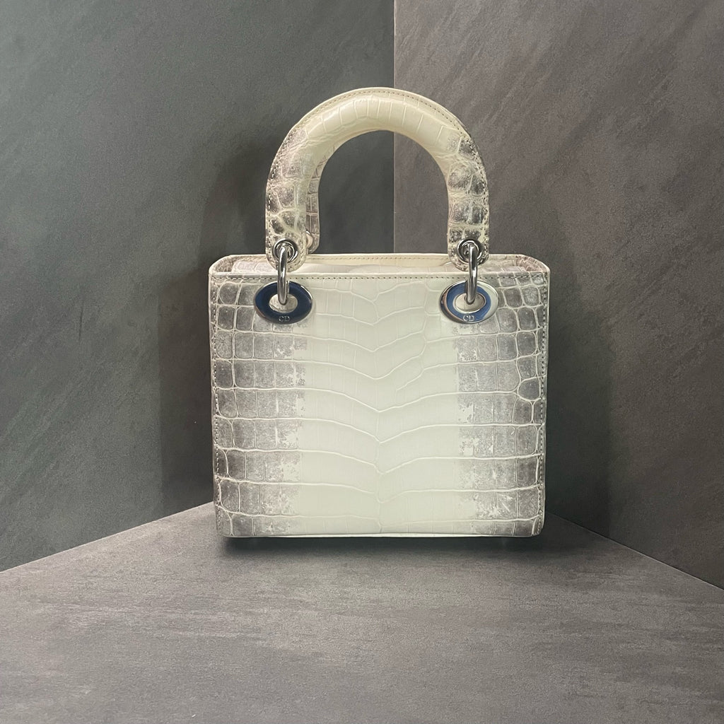 Dior Lady Dior Four Square Crocodile 🐊 Himalaya 2022 Code Adjustable Shoulder Strap No Accessories In Stock Good Price