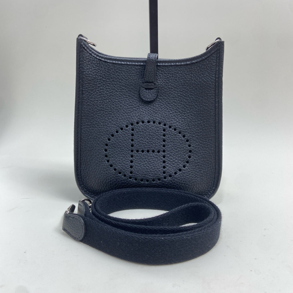 Hermes Black Silver Mini Evelyne 16 Shoulder Crossbody Bag with U Stamp