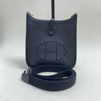 Hermes Black Silver Mini Evelyne 16 Shoulder Crossbody Bag with U Stamp