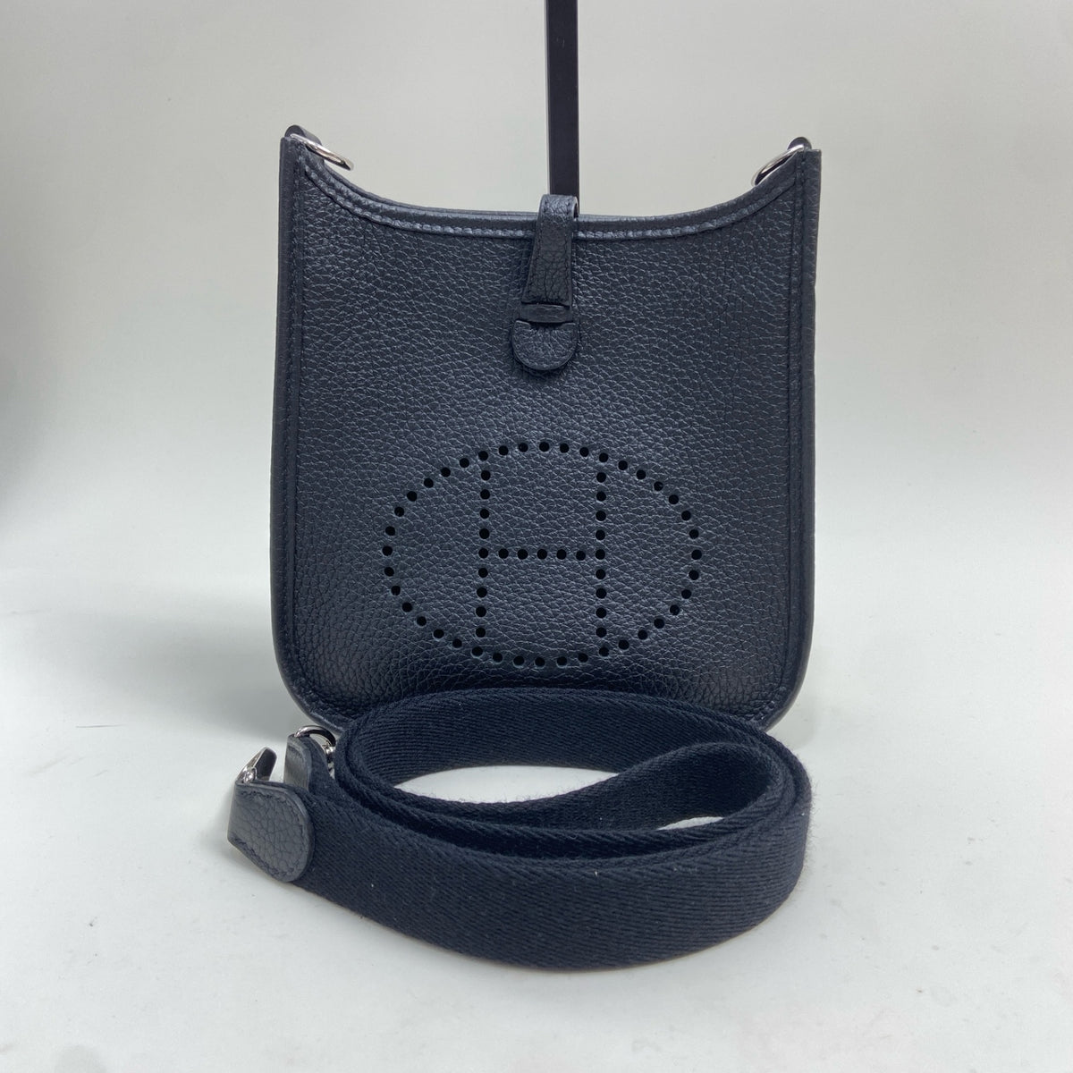 Hermes Black Silver Mini Evelyne 16 Shoulder Crossbody Bag with U Stamp