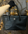 Chanel black cerf with silver hardware