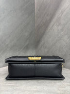 Chanel Le Boy Medium 2022 Chip Black with Gold Hardware Pebbled Lambskin Original Condition