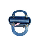 Dior Lady Dior Three Compartments Blue Diamond Buckle Lizard Leather Bag with a Structured Shape, Clean Interior, 15 Code, Adjustable Shoulder Strap